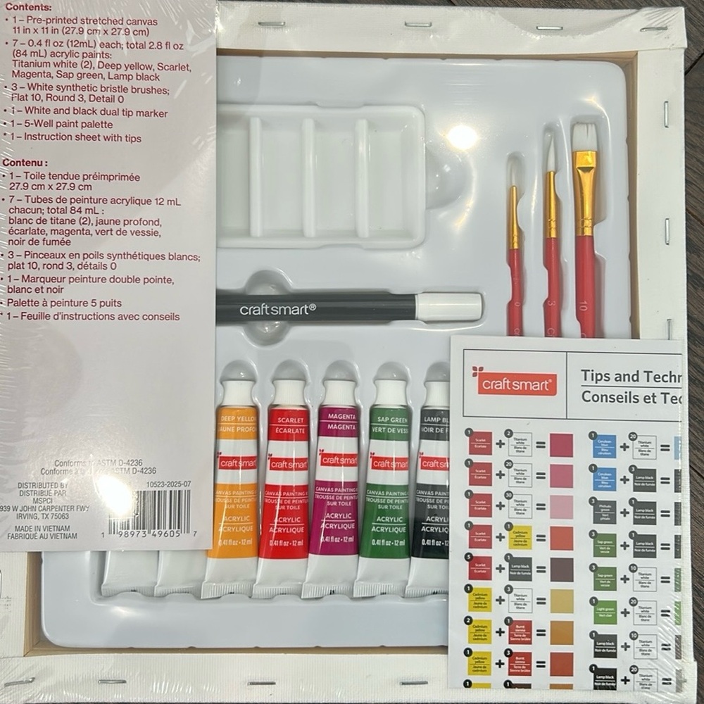 Craft Smart Acrylic Paint Set with Brushes  NWT
